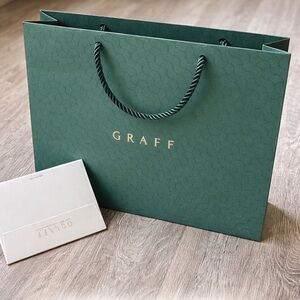 Graff Luxury Shopping Bag + Authentic Booklet Set | Emerald Green Gift Packaging